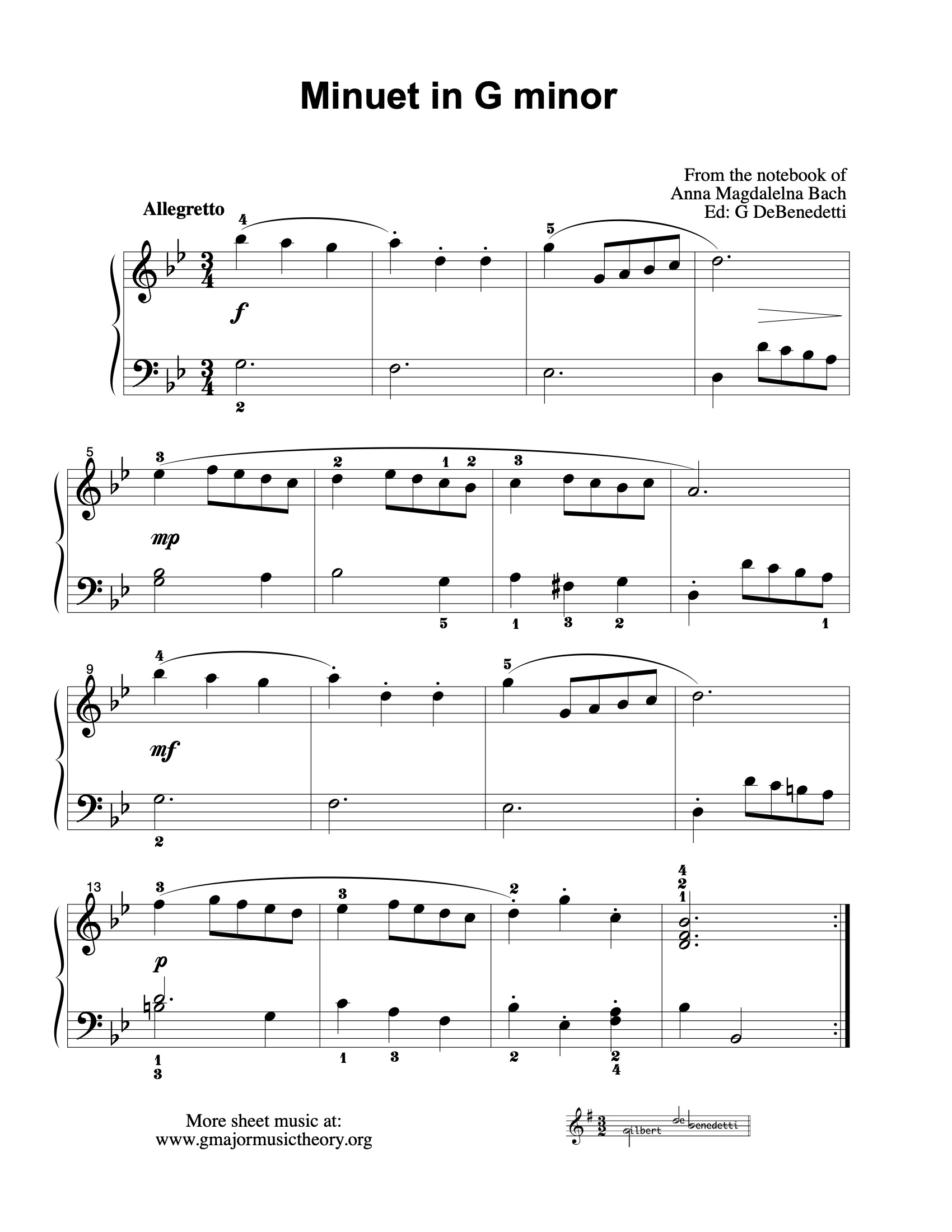 Minuet in G minor sheet music — page 1