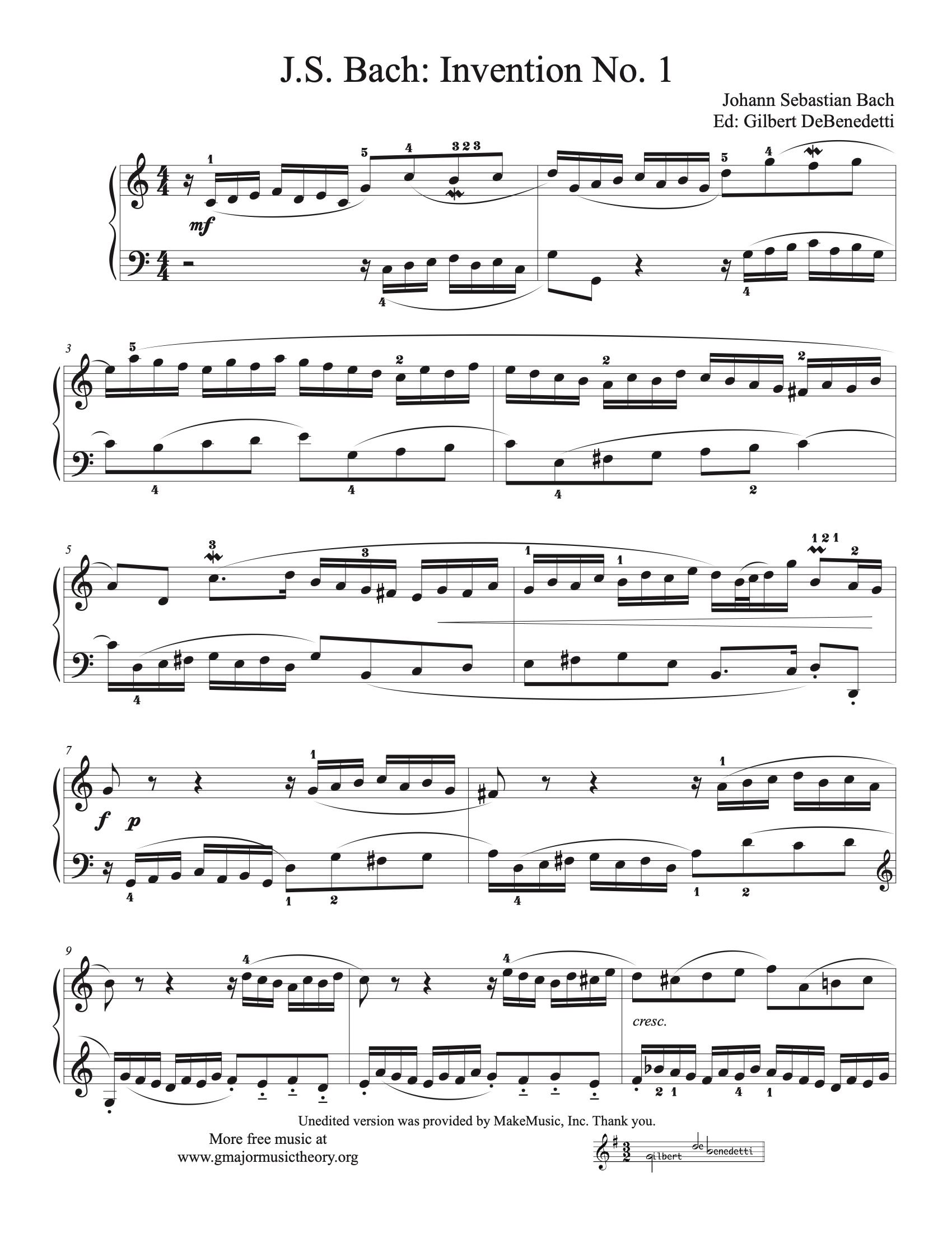 Invention No. 1 sheet music — page 1