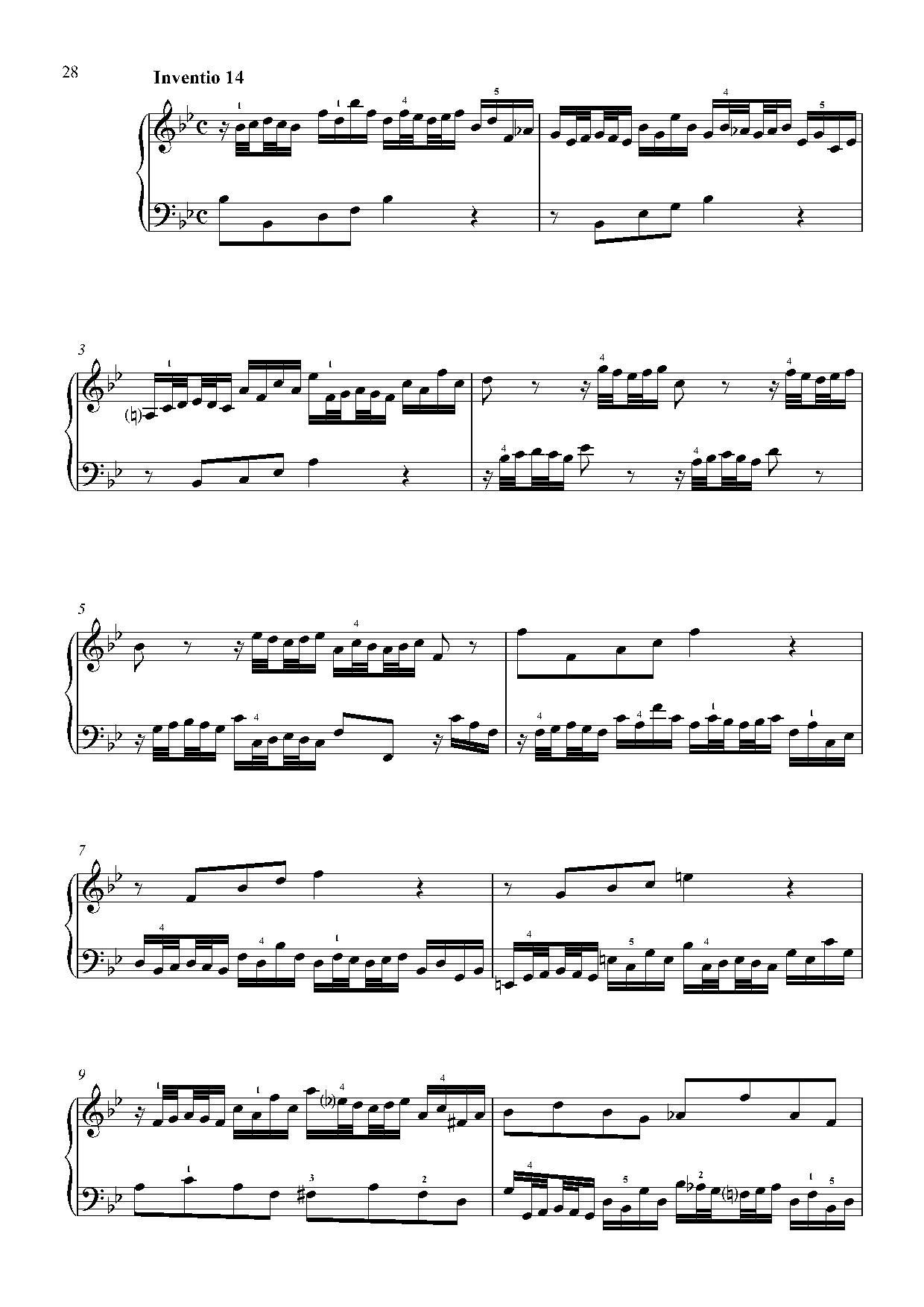 Invention No. 14 sheet music — page 1