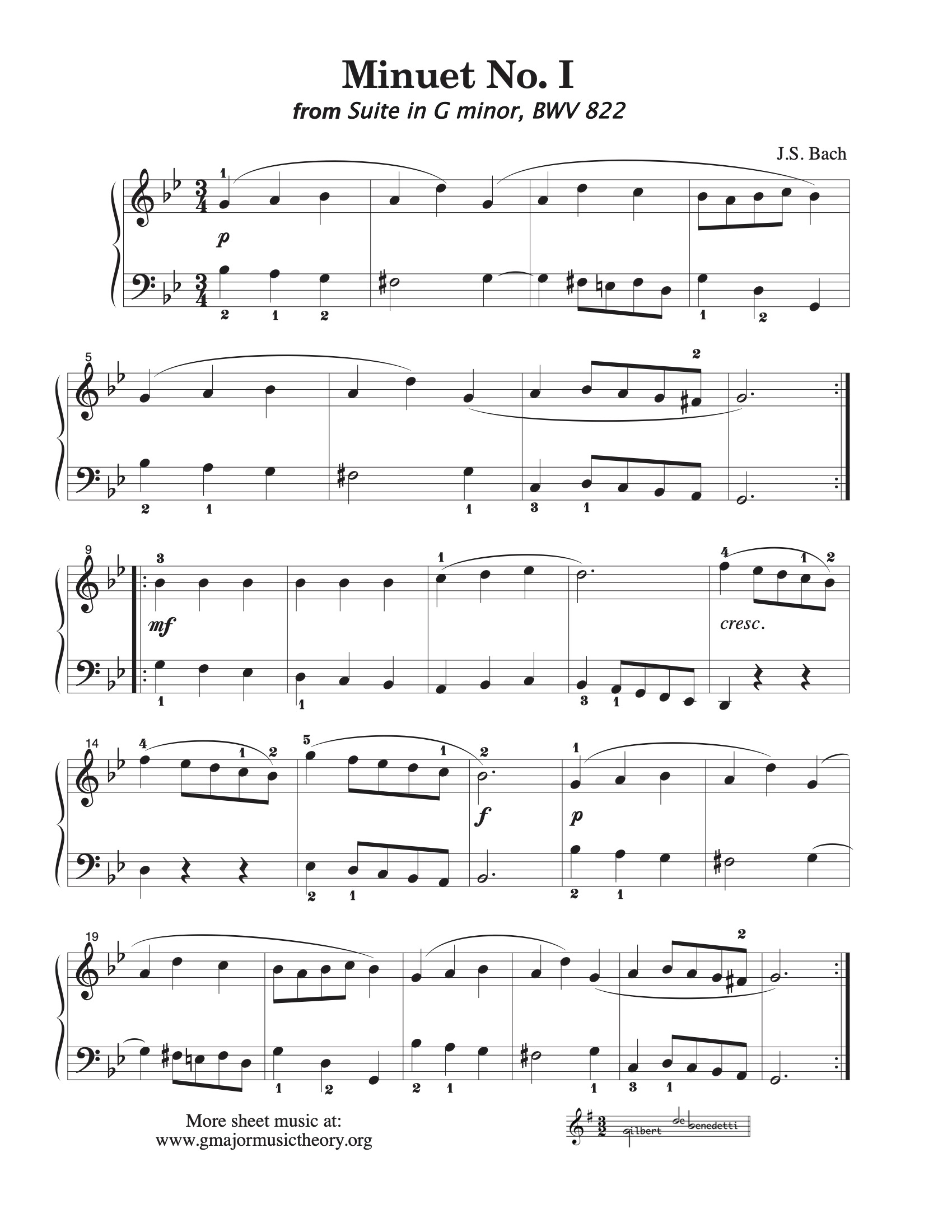 Minuet I sheet music