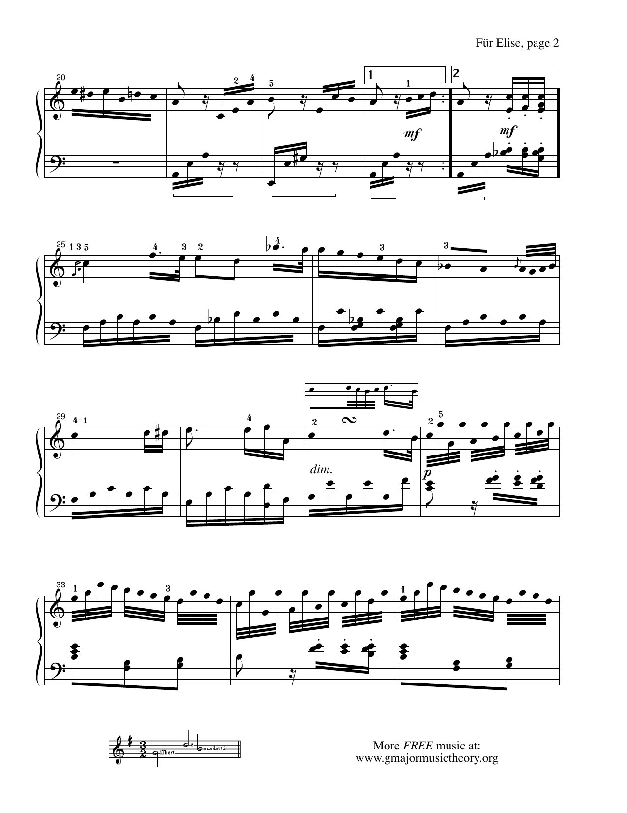 Für Elise sheet music — page 2