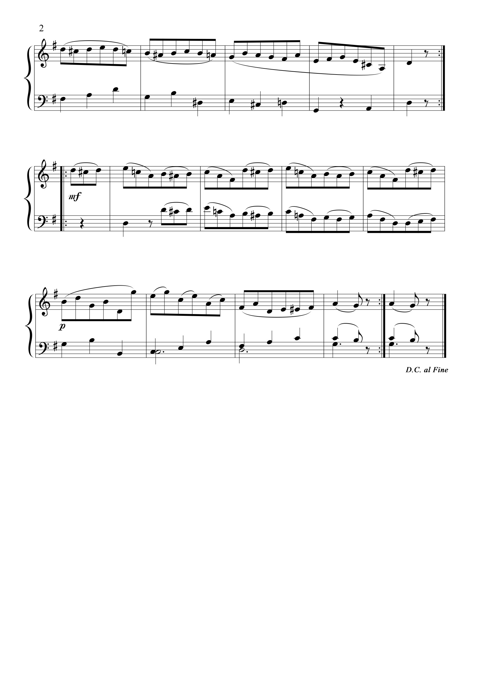 Minuet in G sheet music — page 2