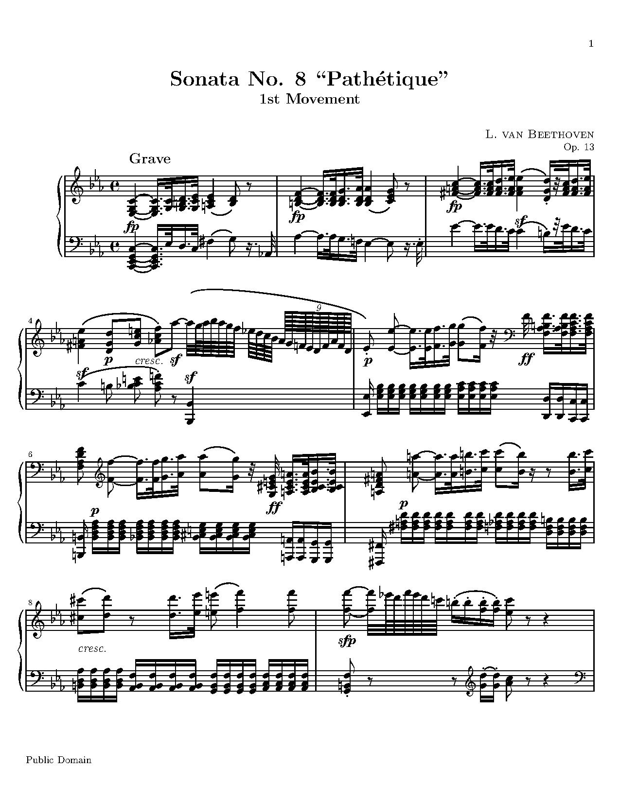 Sonata No. 8, Op. 13 sheet music — Movement I
