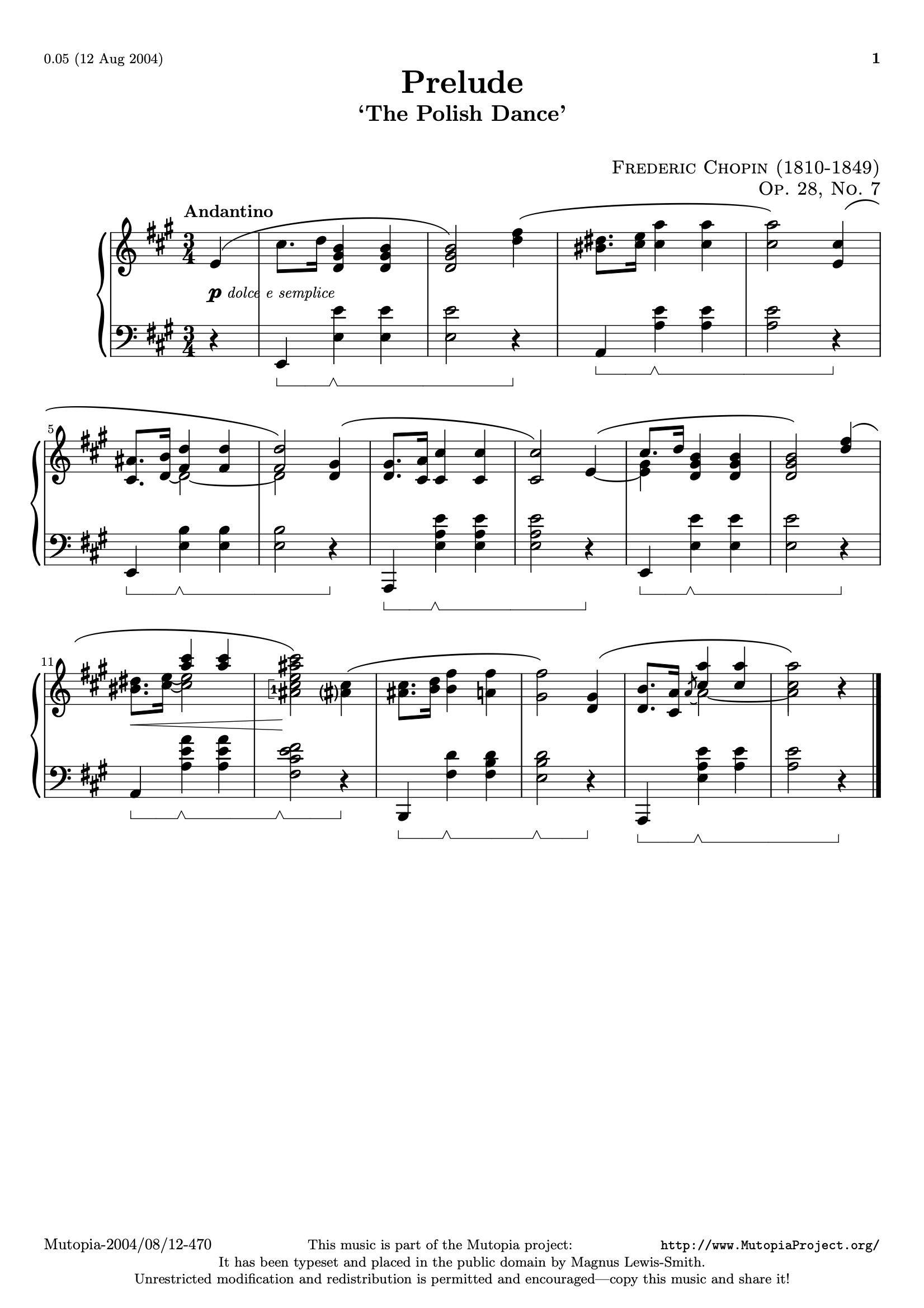 Prelude Op. 28, No. 7 in A sheet music