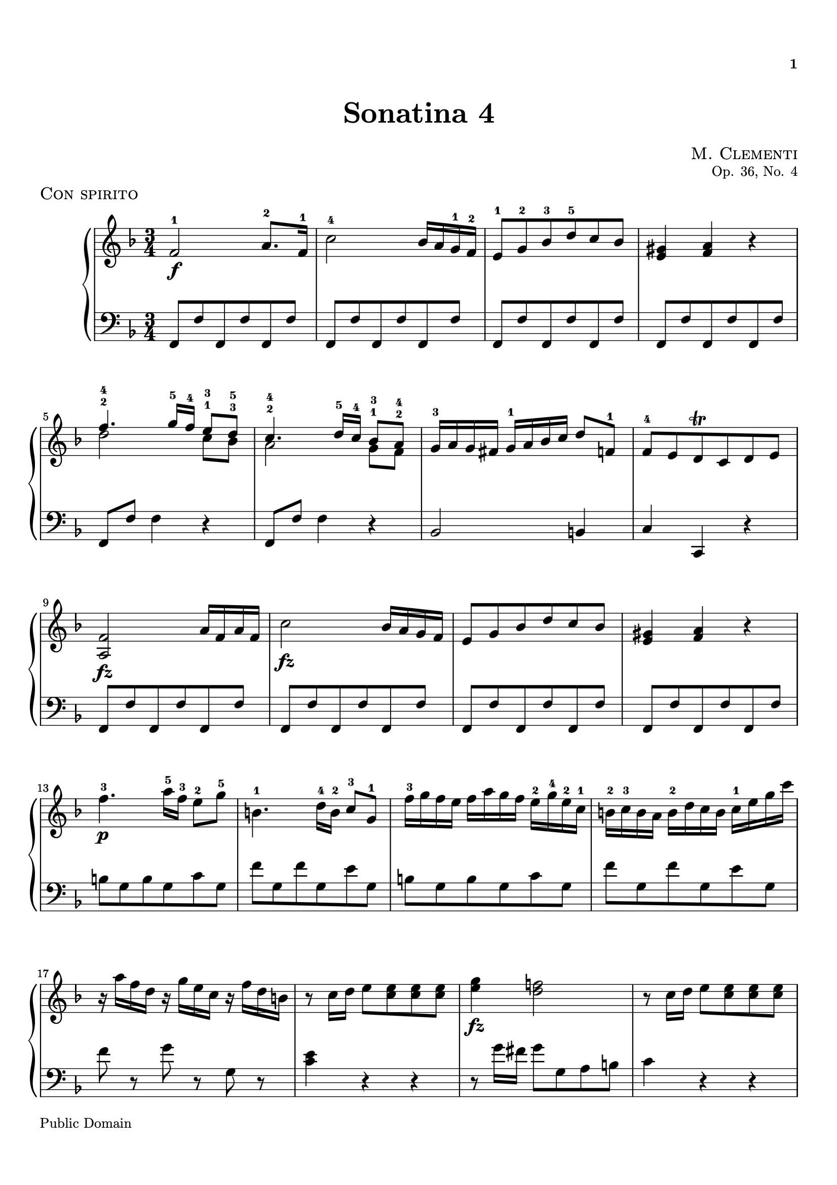 Sonatina Op. 36, No. 4 sheet music — Movement I