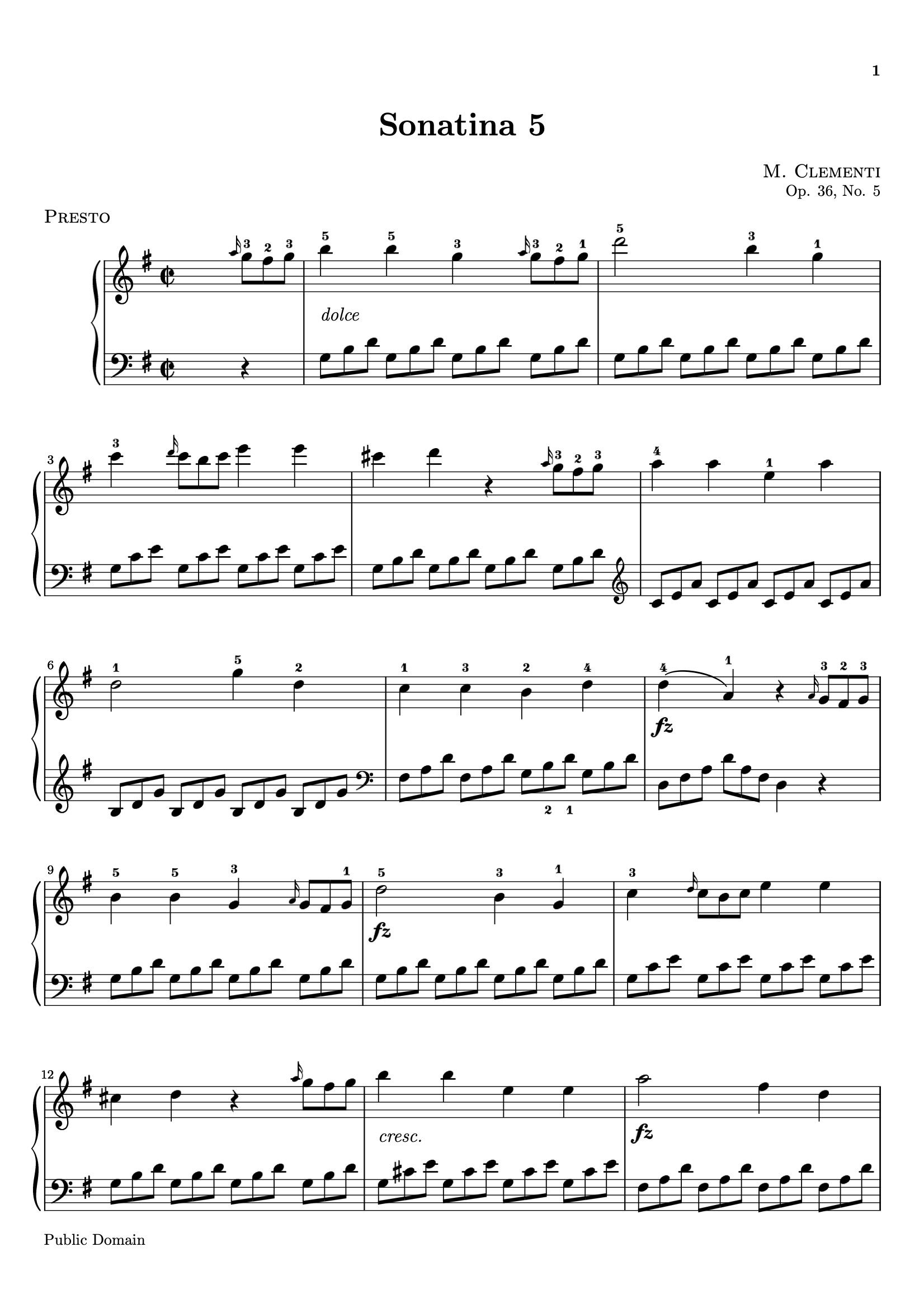Sonatina Op. 36, No. 5 sheet music — Movement I