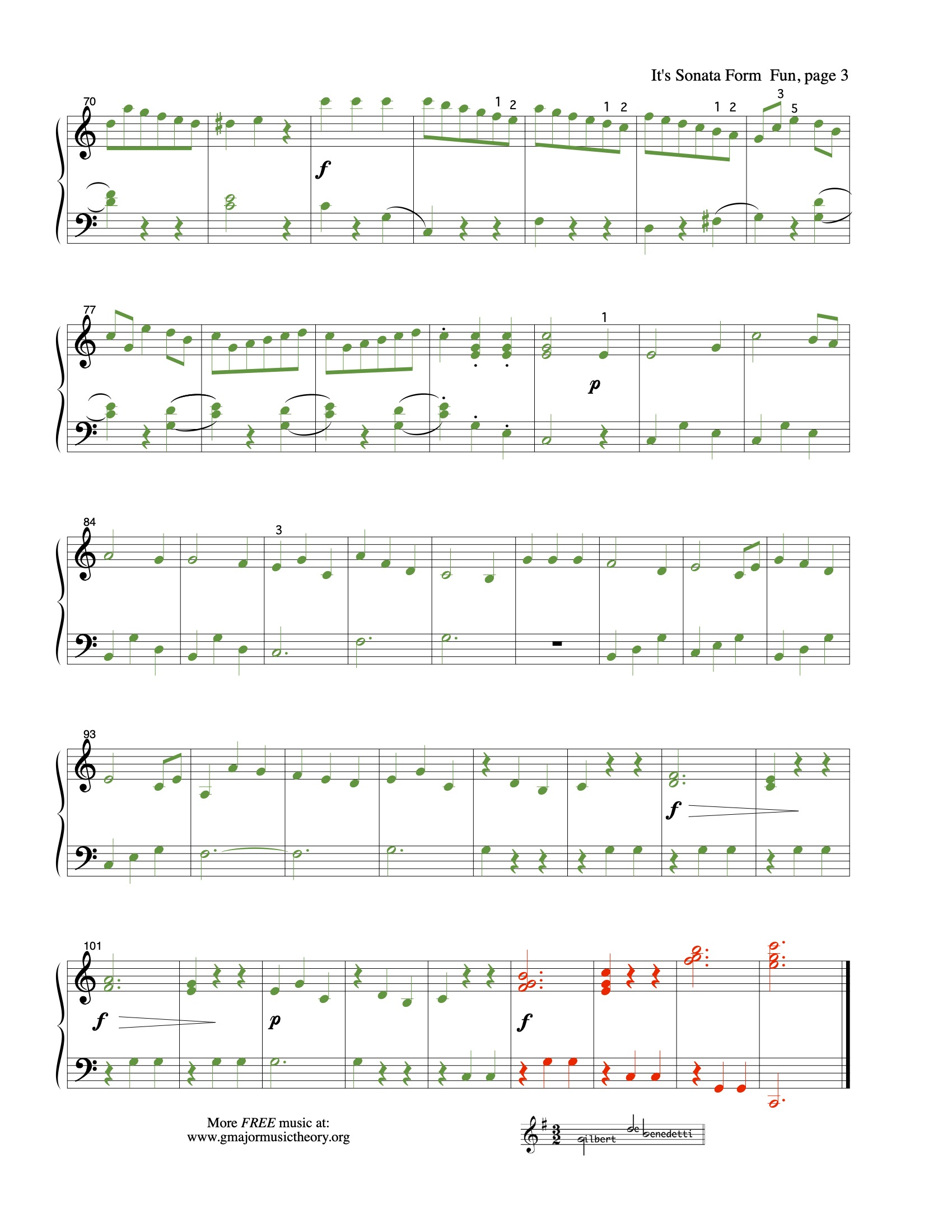 It's Sonata Form Fun sheet music — page 3 (color-coded)