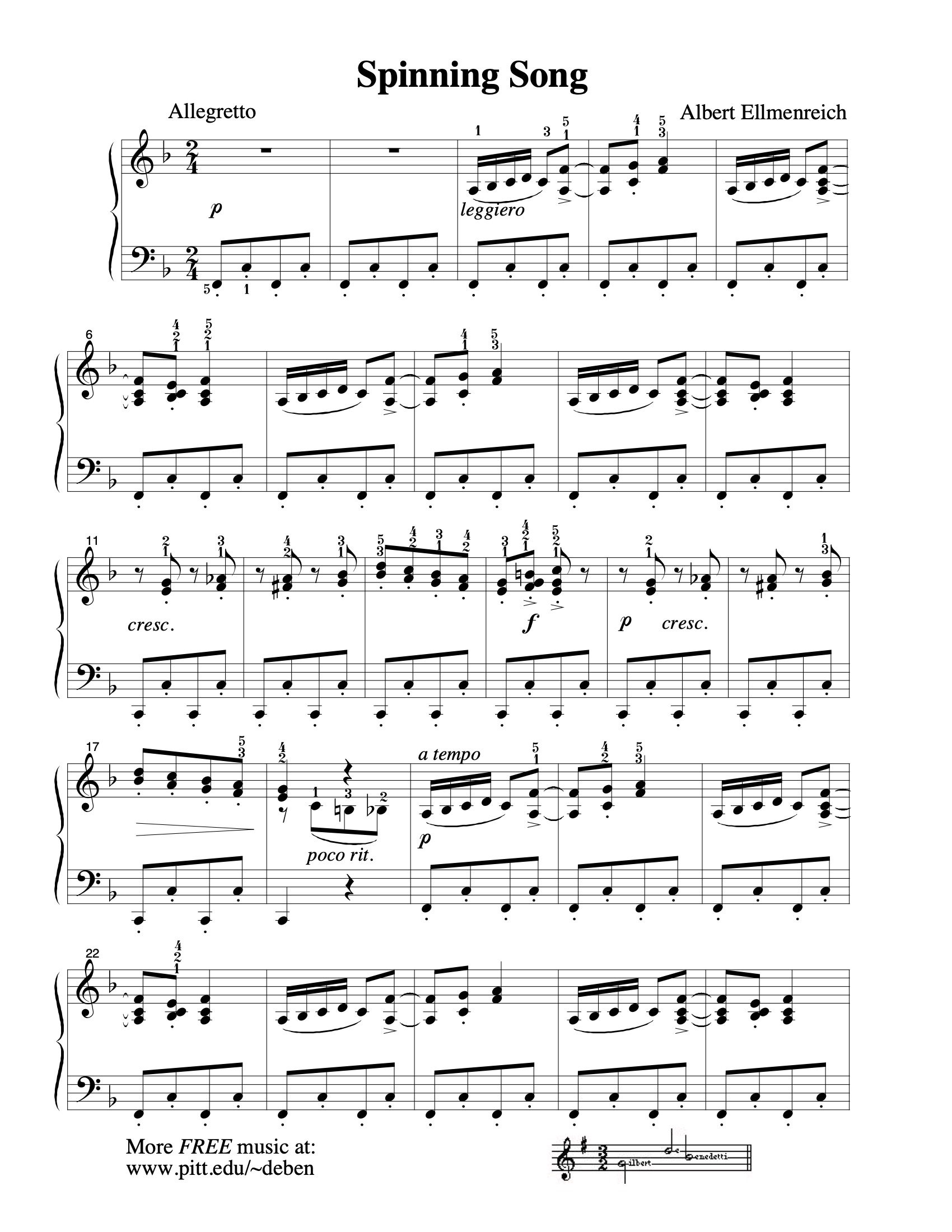 Spinning Song sheet music — page 1