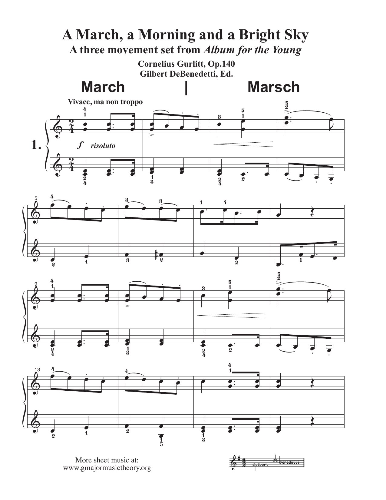 I. A March, II. a Morning and III. a Bright Sky sheet music — I. March