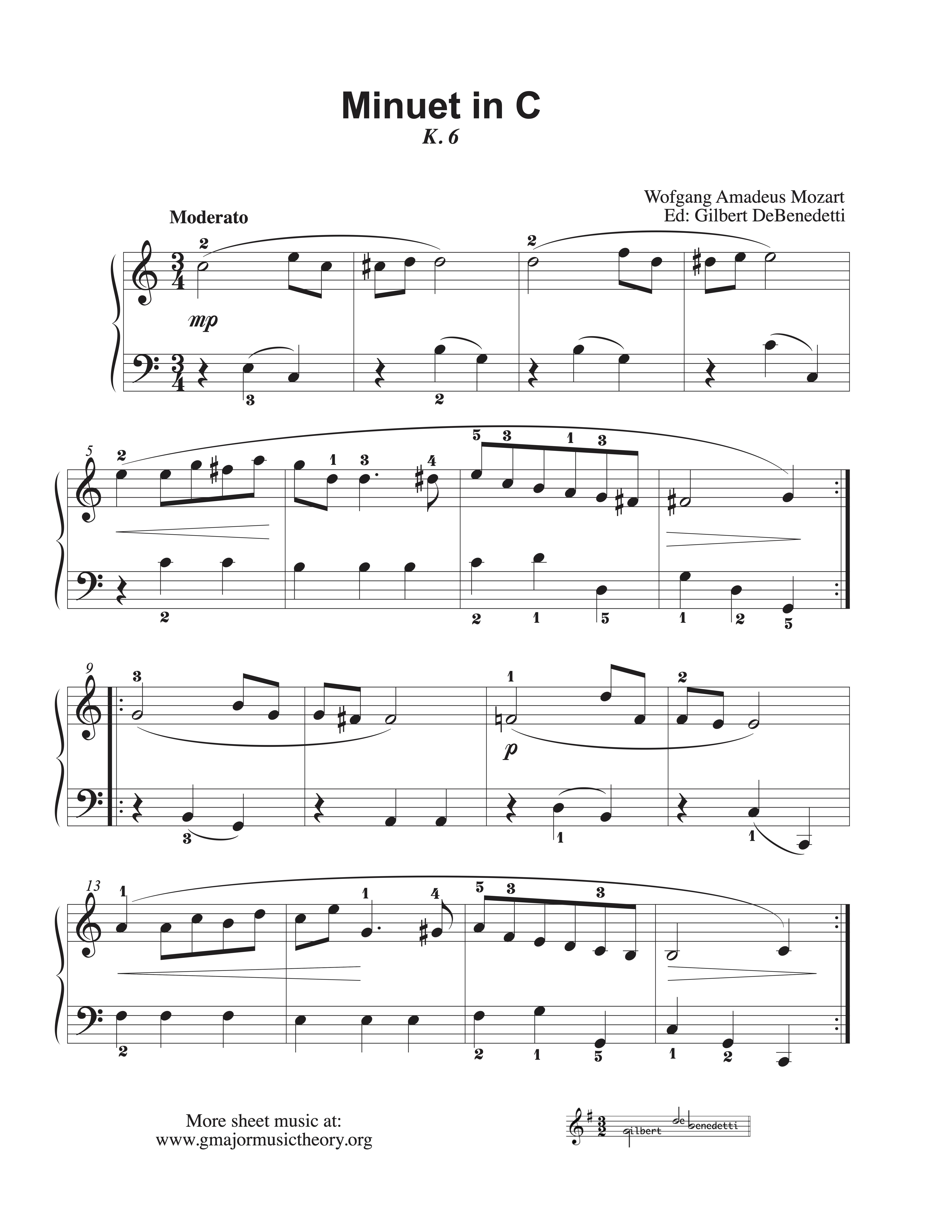 Minuet in C sheet music