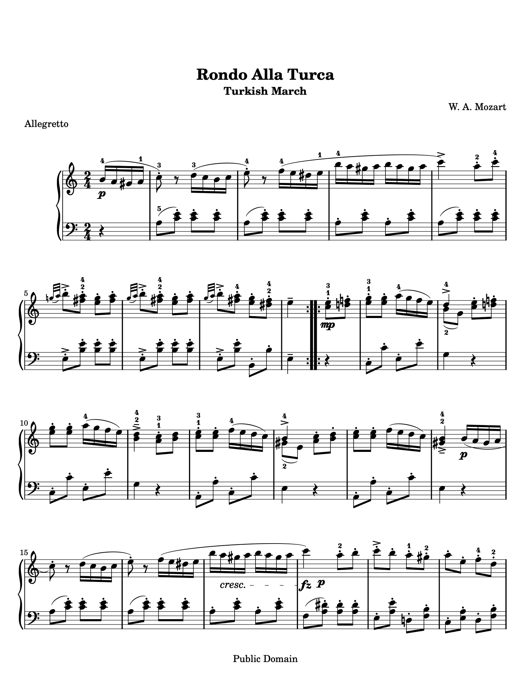 Rondo alla Turca sheet music — page 1