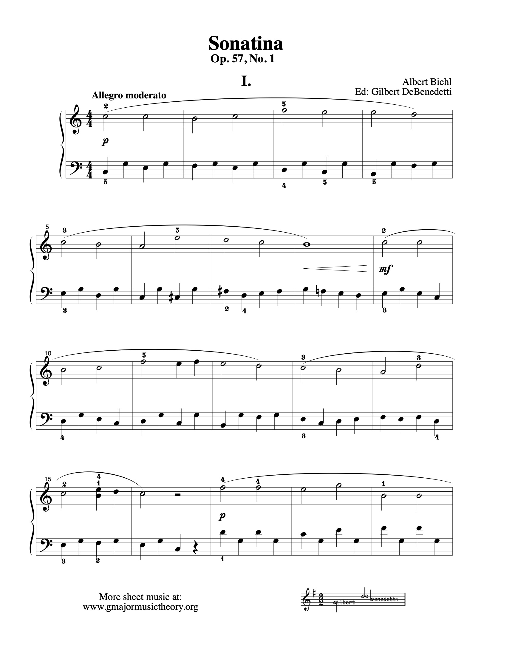 Sonatina in C, Op.57 No.1 sheet music — Movement I