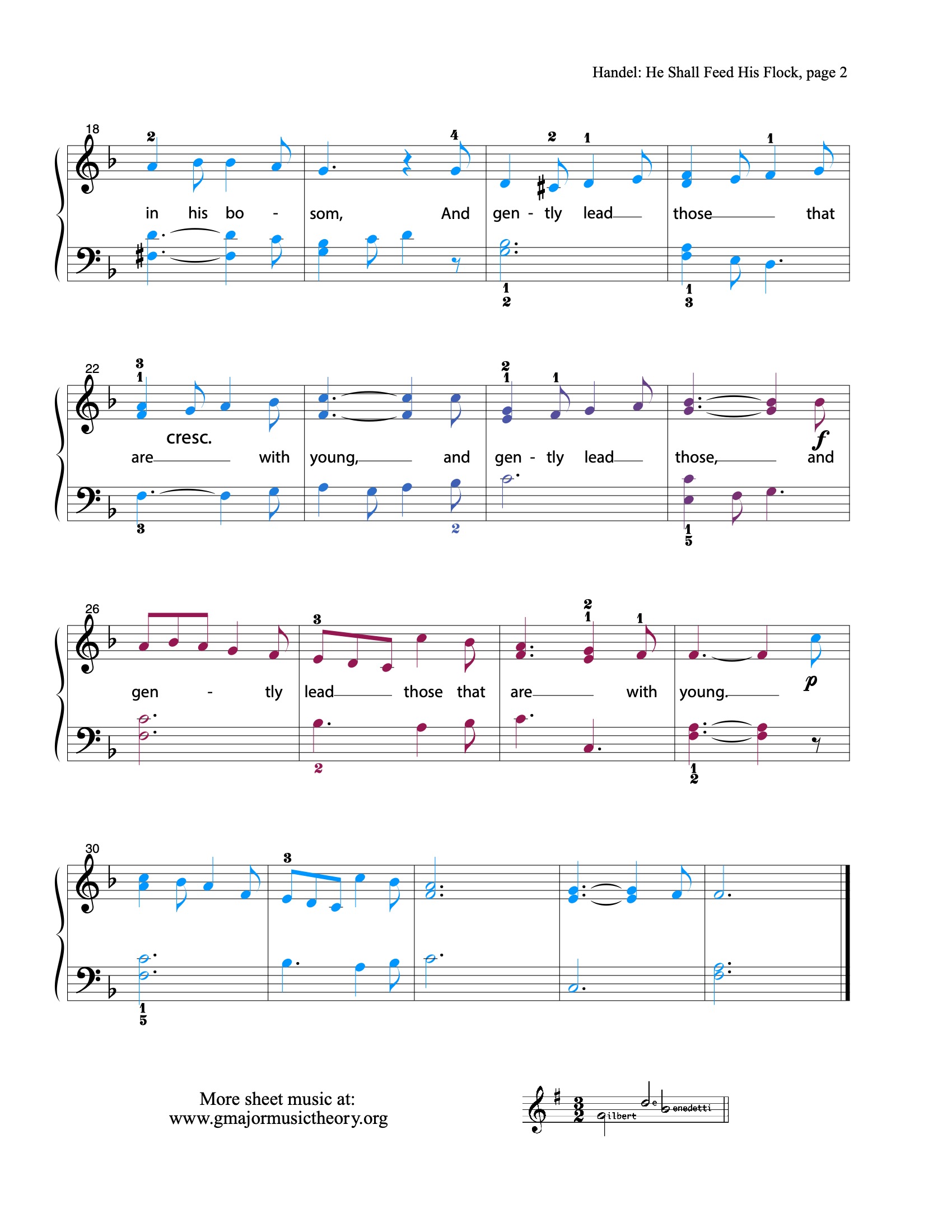 He Shall Feed His Flock sheet music — page 2 (color-coded)