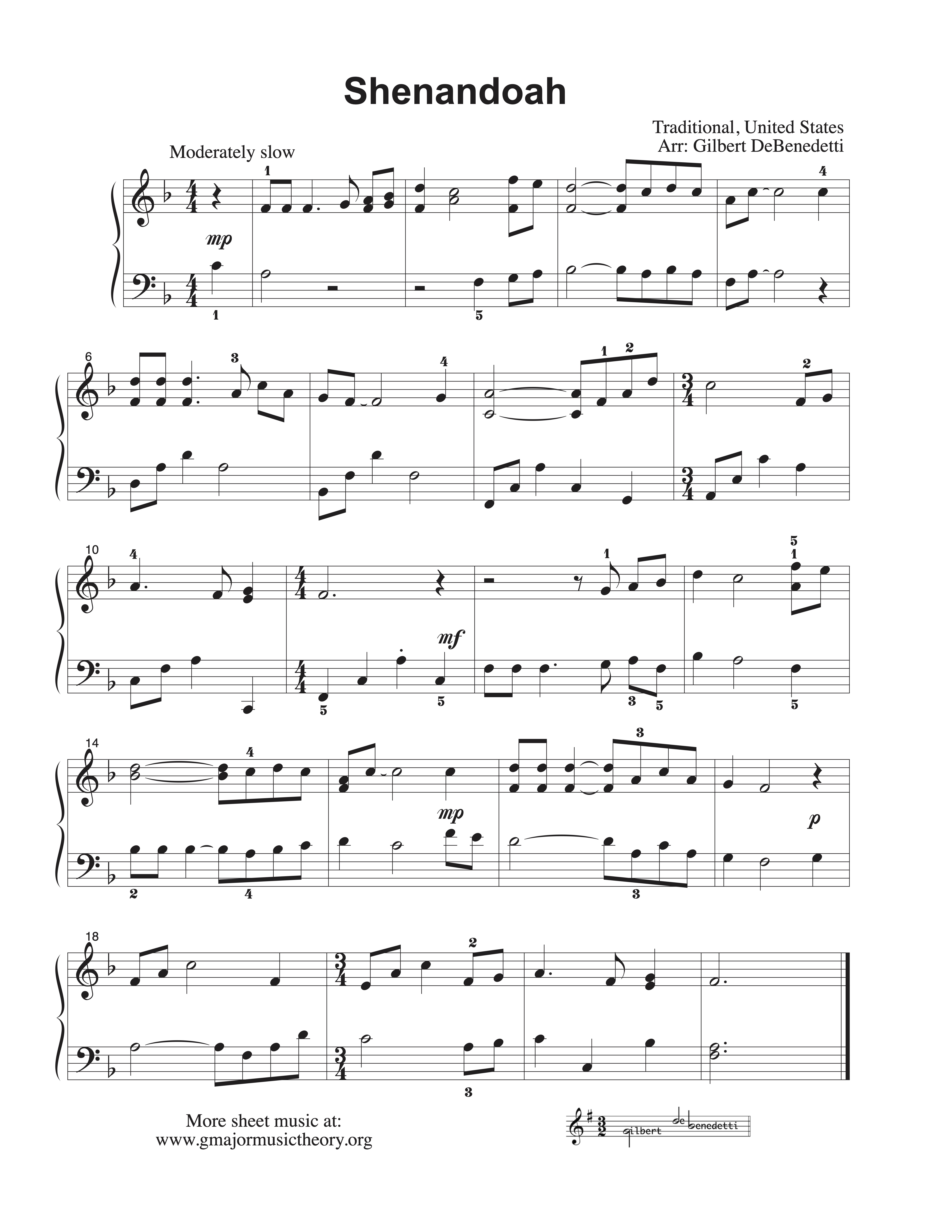 Shenandoah sheet music