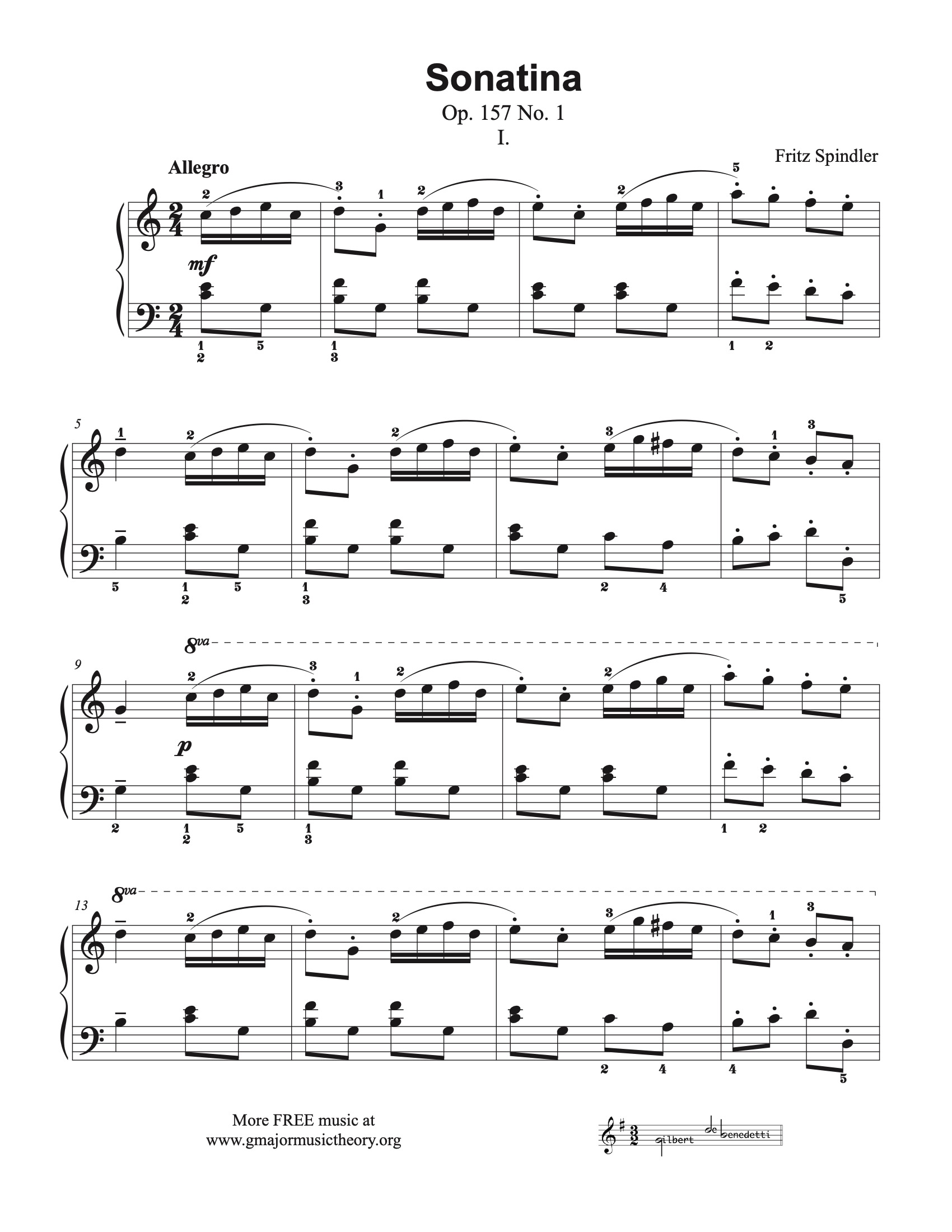 Sonatina Op. 157, No. 1 sheet music — Movement I
