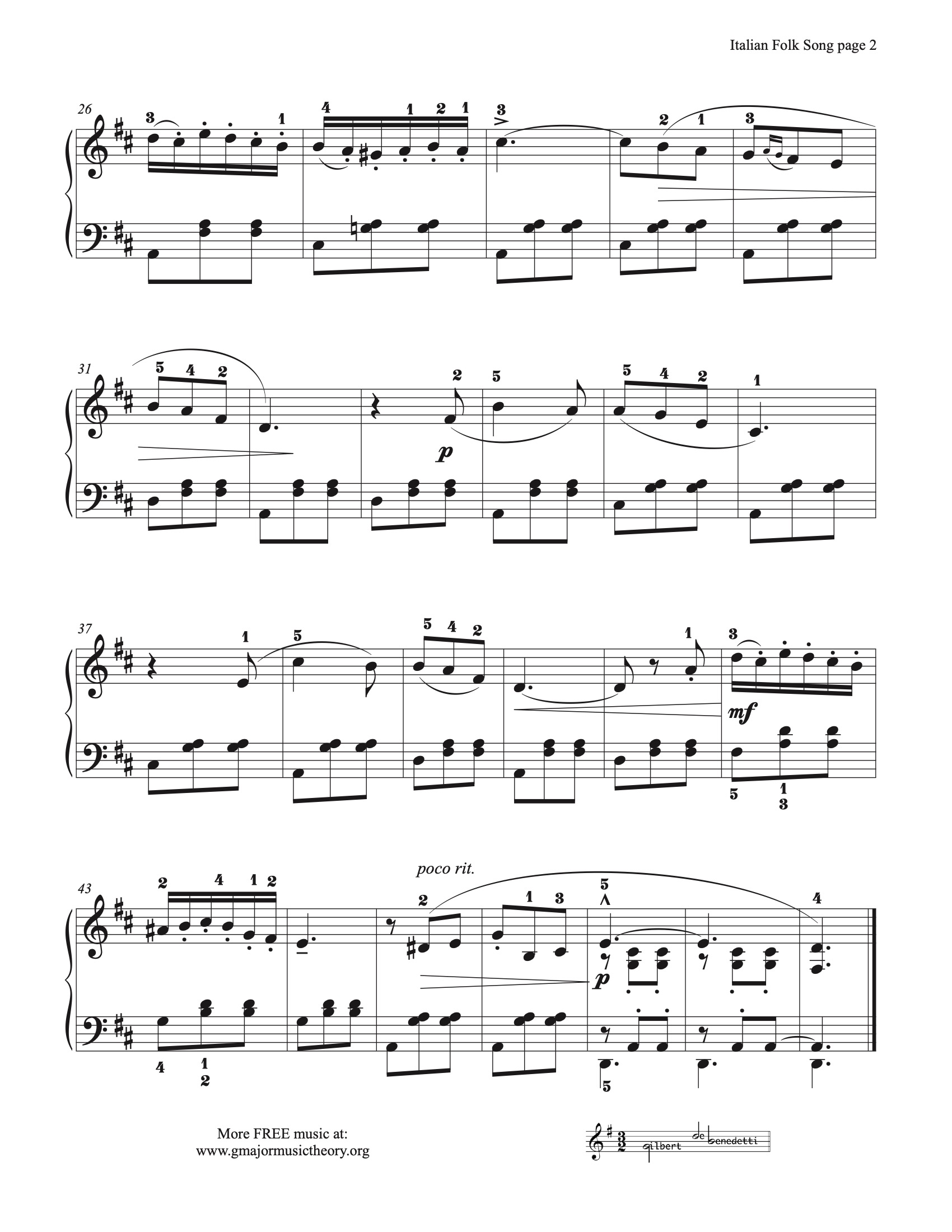 Italian Folk Song sheet music — page 2