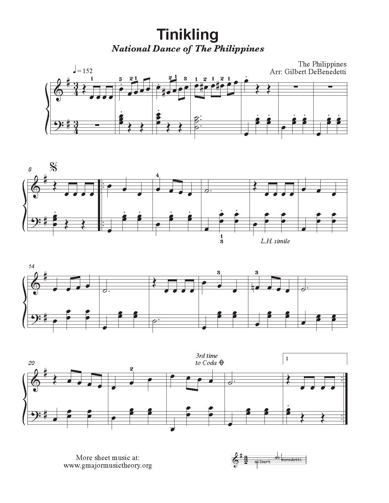 Tinikling sheet music — page 1
