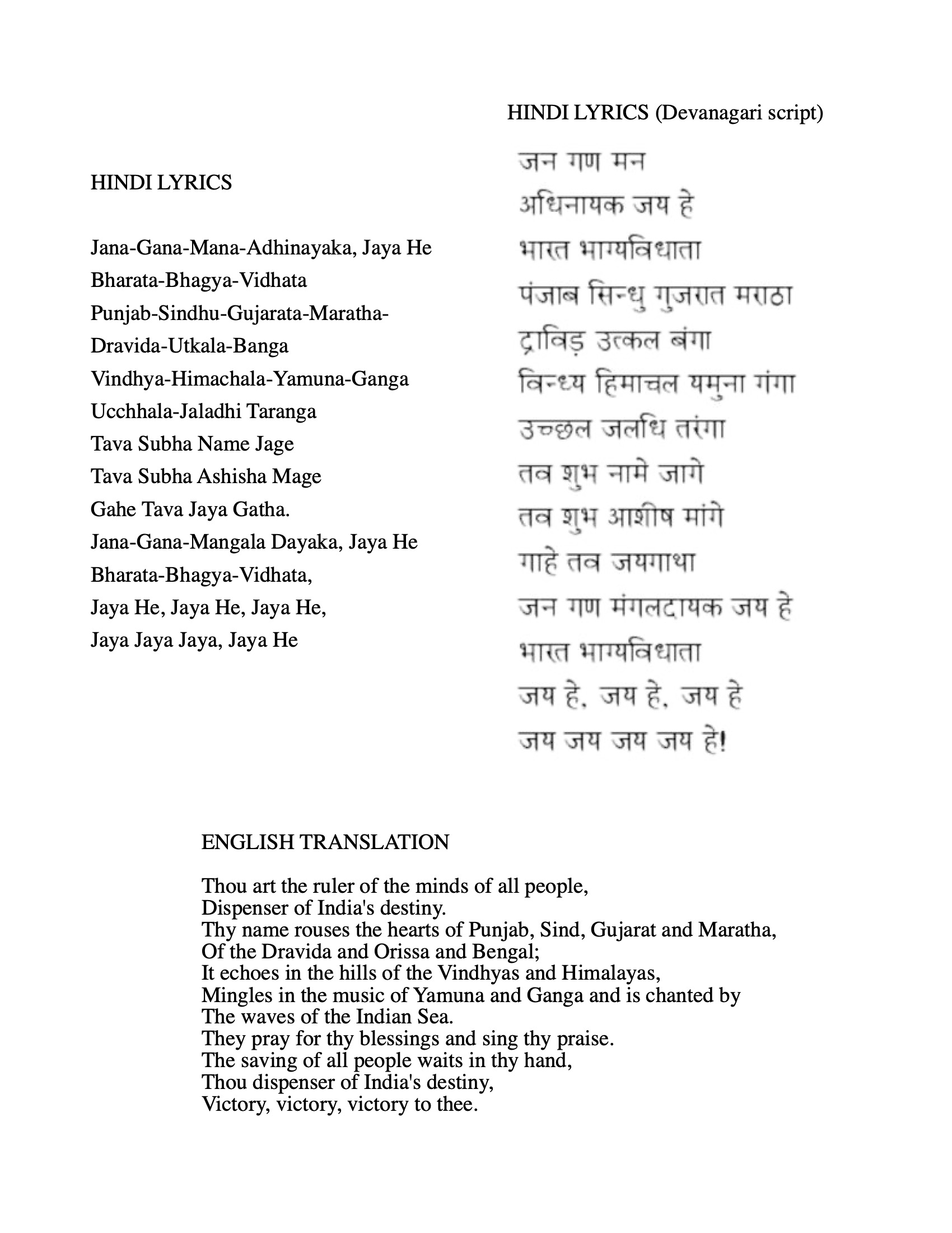 Jana-Gana-Mana, National Anthem of India sheet music page 2