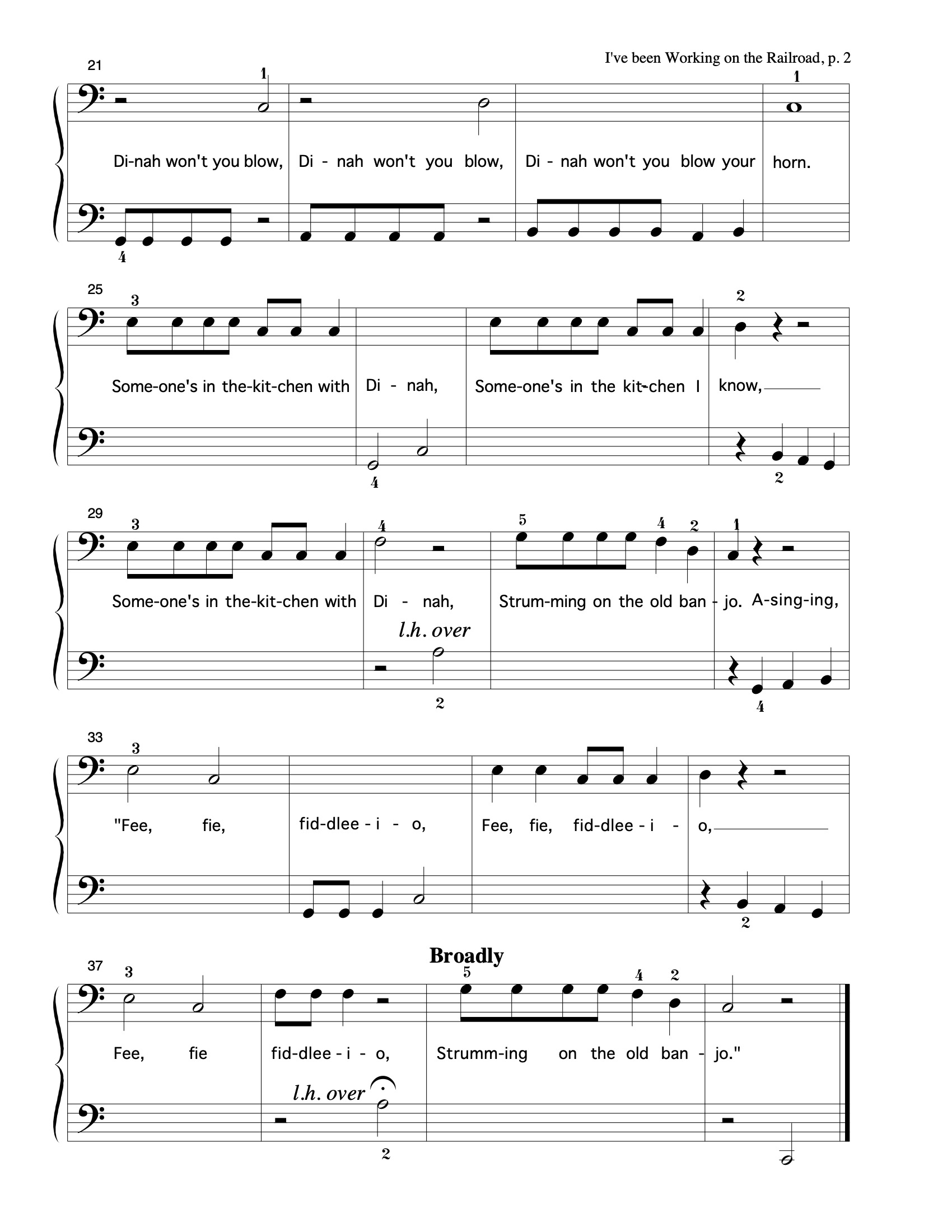 I've Been Working on the Railroad(Practice in bass clef) sheet music page 2