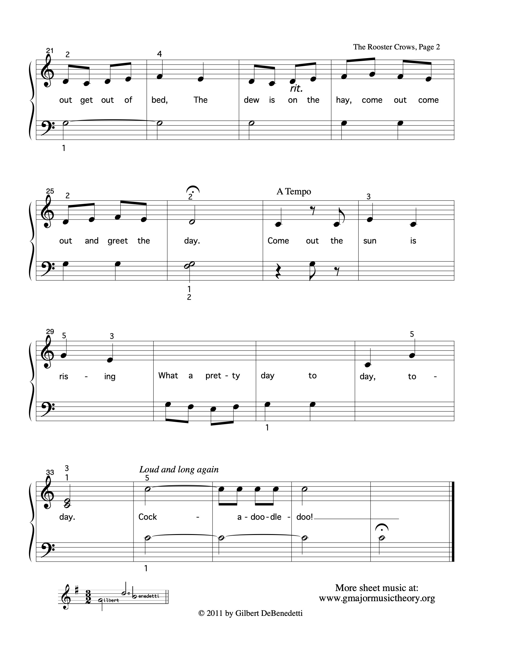 The Rooster Crows--by  Gil DeBenedetti sheet music page 2