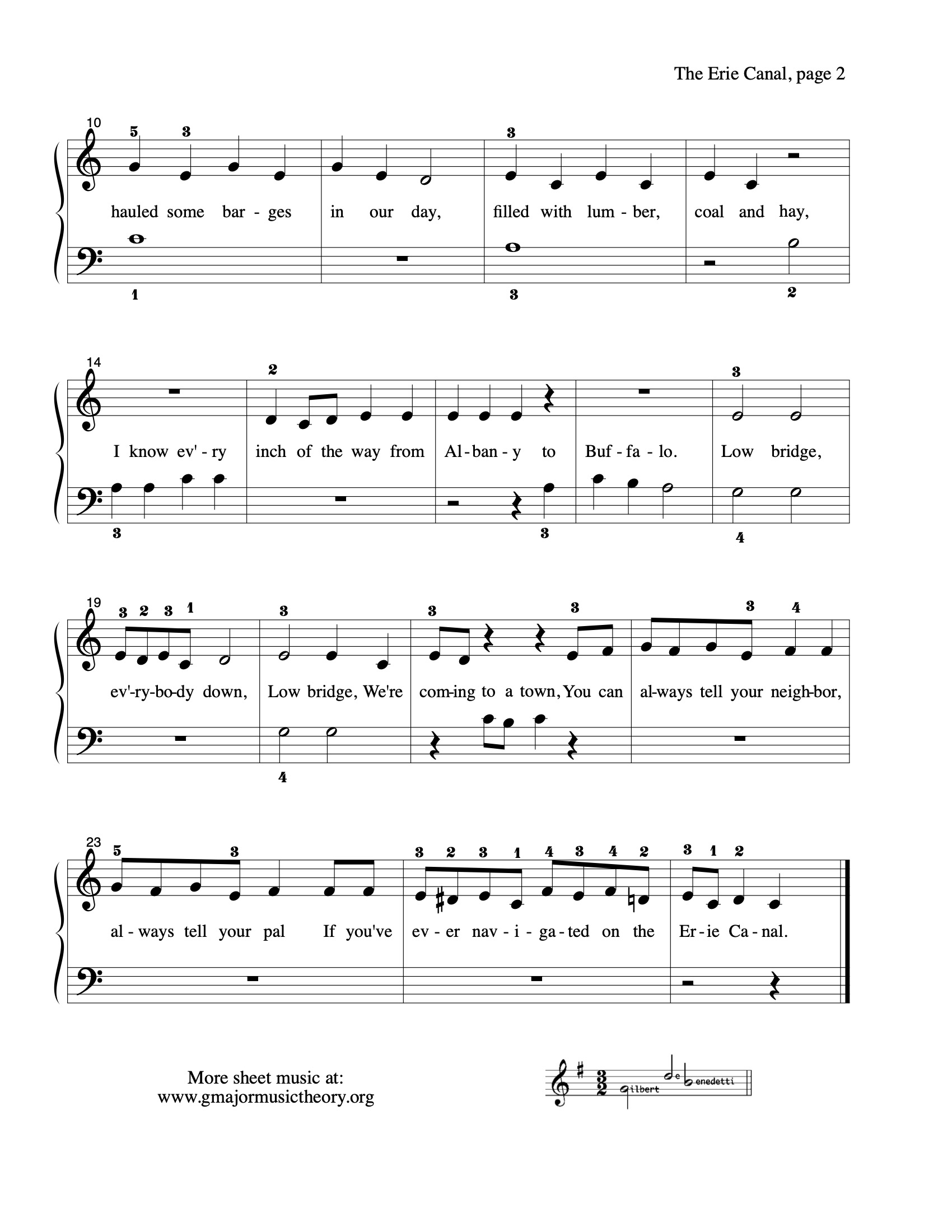 The Erie Canal sheet music page 2