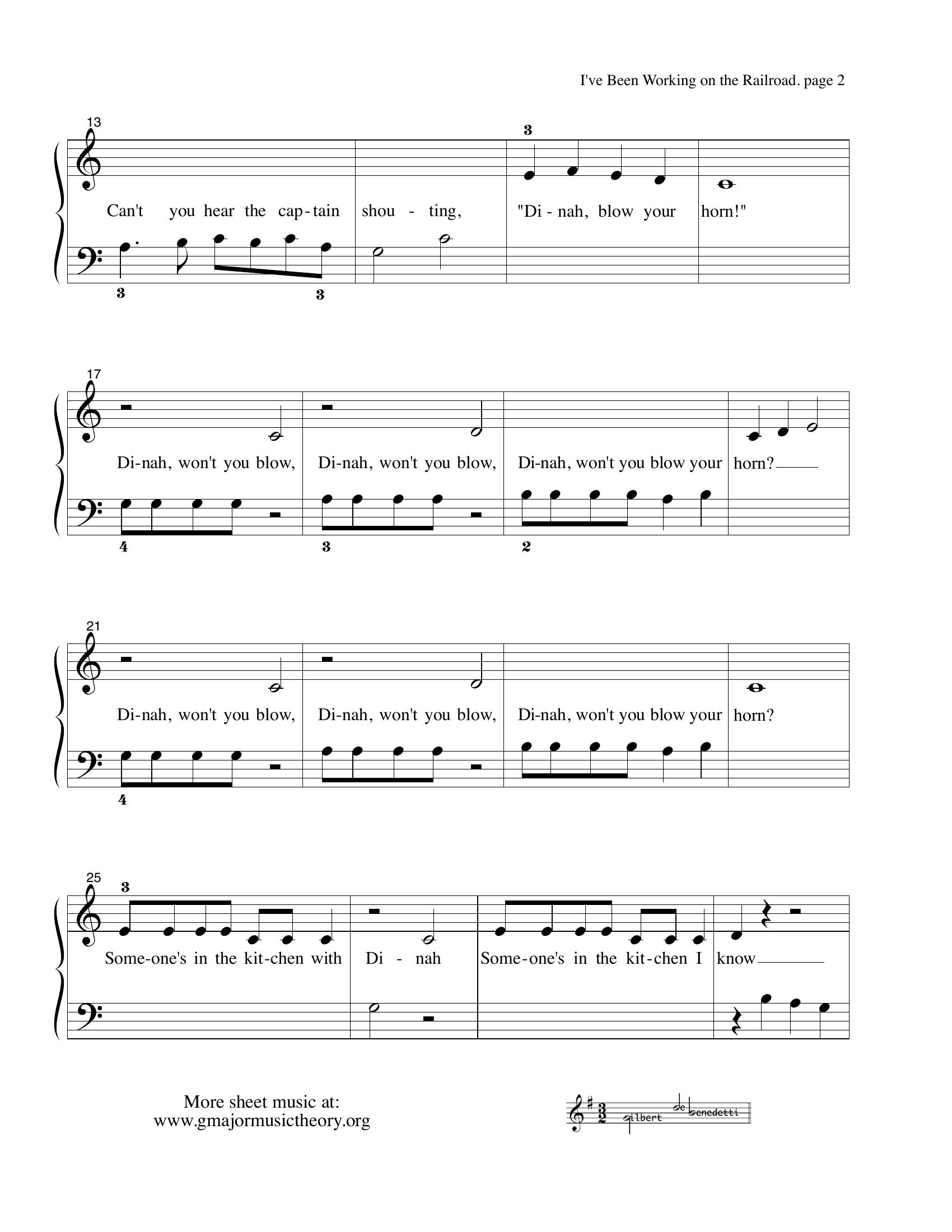 I've Been Working  on the Railroad sheet music page 2