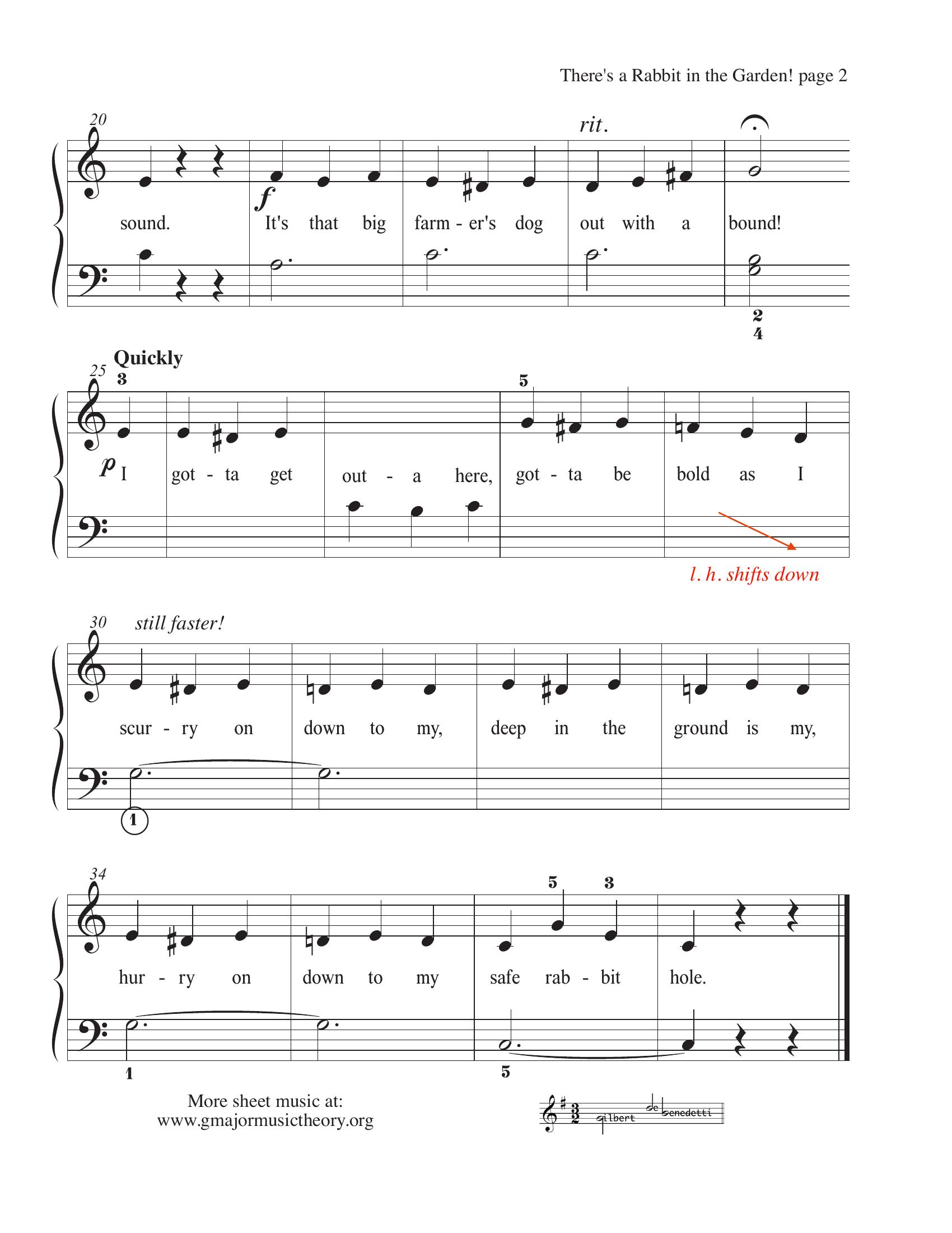 There's a Rabbit in theGarden!  --by  Gil DeBenedetti sheet music page 2